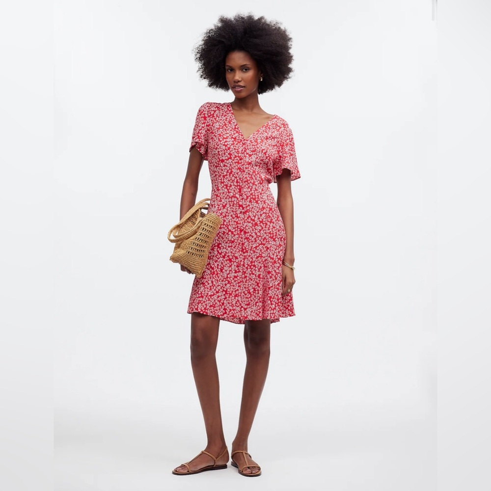 Madewell Flutter-Sleeve Mini Dress in Floral size 2 - Picture 2 of 11